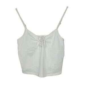 Gilly Hicks White Super Soft Babydoll Bustier Crop Top Womens SM Sleep Keyhole